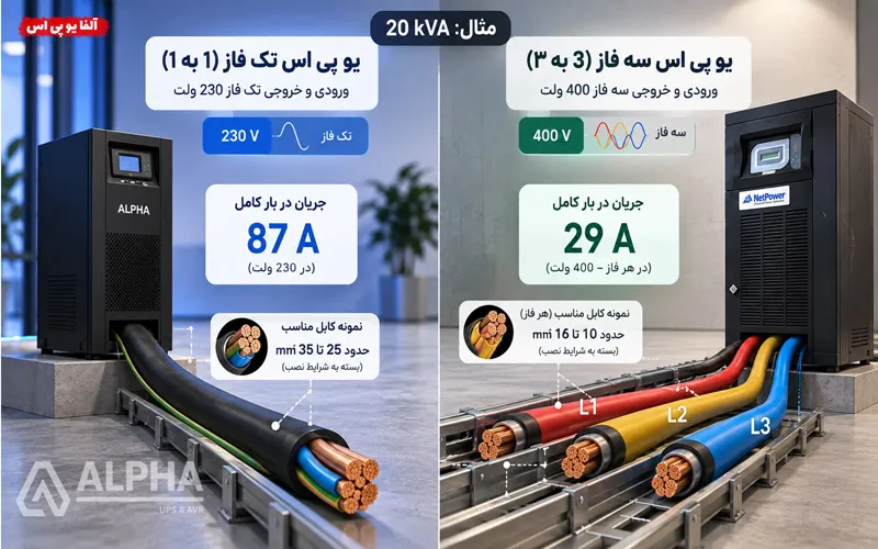 تفاوت جریان و کابل کشی یو پی اس سه فاز و تکفاز